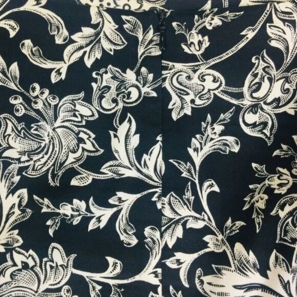 Talbots A-Line Skirt Multicolor Black Floral Back Slit 100% Cotton 16 Lined - Picture 2 of 7